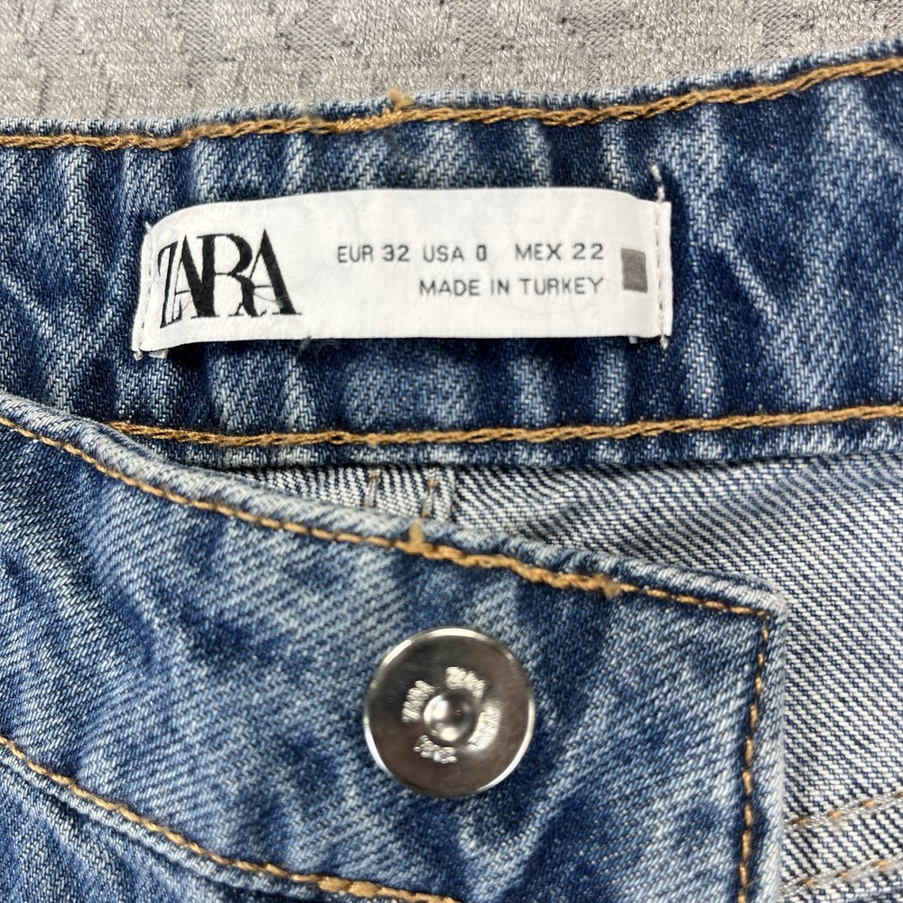 New ZARA baggy wide leg Jeans Women (0)24X32 High Rise Light‎ Wash  disco - Picture 7 of 16